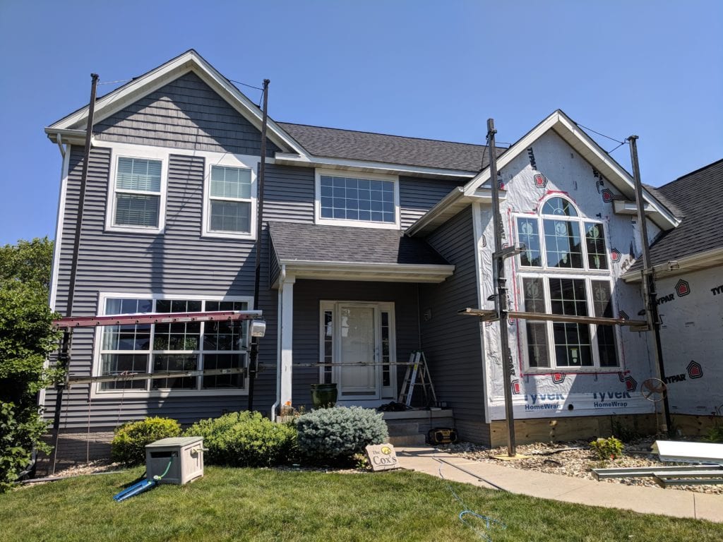 Siding job in progress