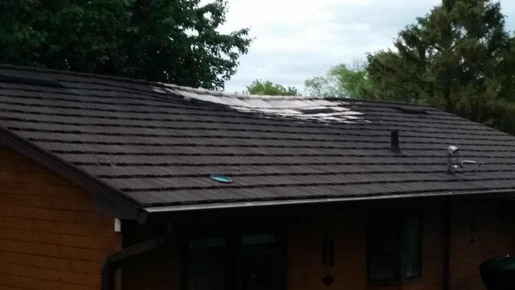 Stone Coated Roof After Fire Outside