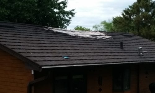 Stone Coated Roof After Fire Outside