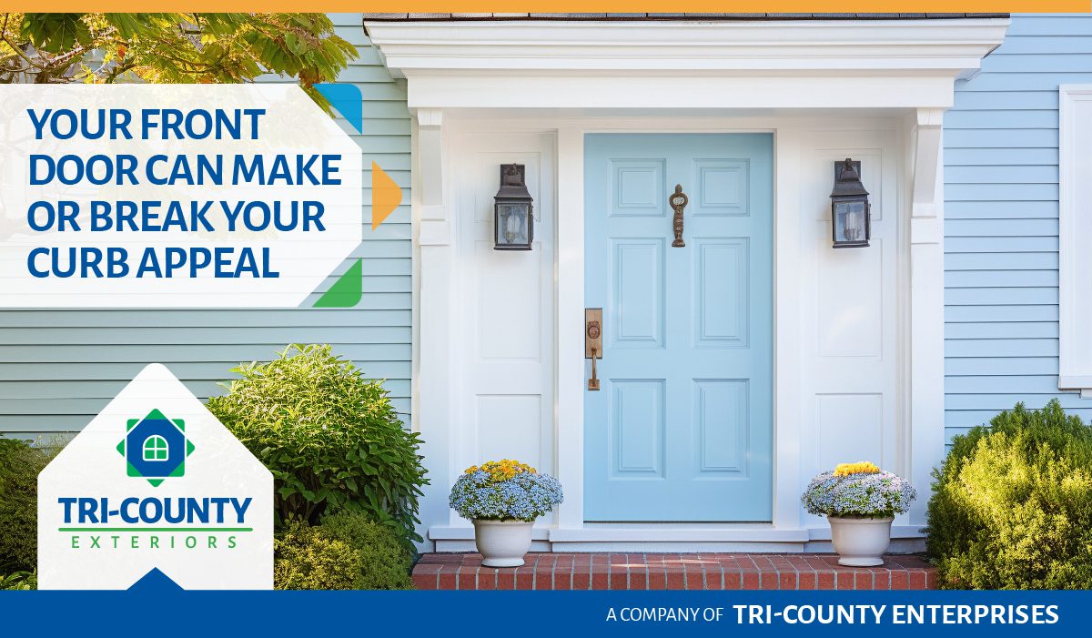 A Beautiful blue front door behind text overlay featuring the blog's title.